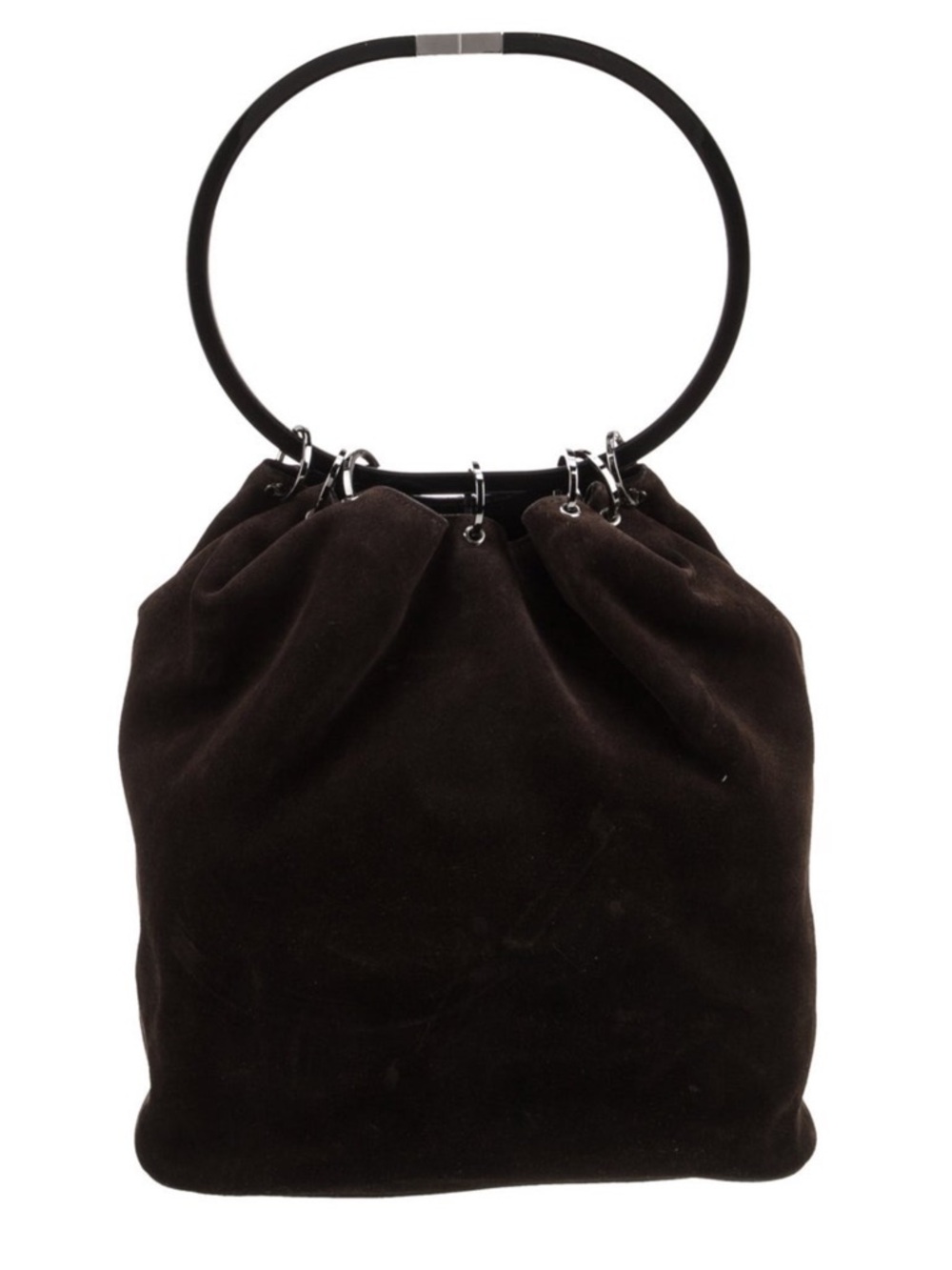 Vintage Gucci Tom Ford Era Black Suede Ring-Handle Bag
